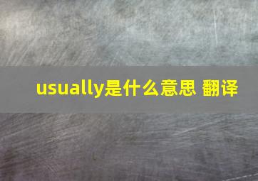 usually是什么意思 翻译